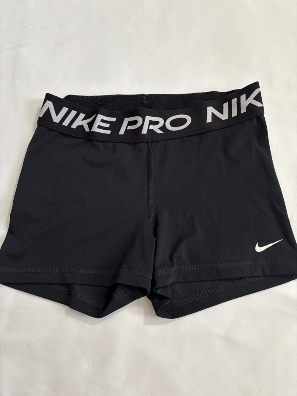 Nike Pro Black Women's Athletic Shorts with White Swoosh 3” inseam